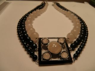 Vintage Jay Feinberg Choker Necklace Rose Quartz Onyx