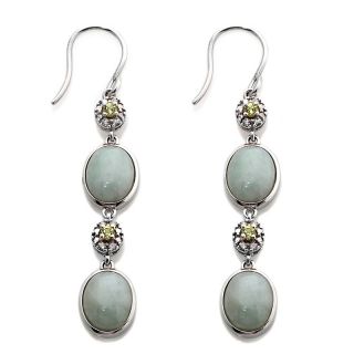 197 396 sterling silver green jade and peridot dangle earrings with