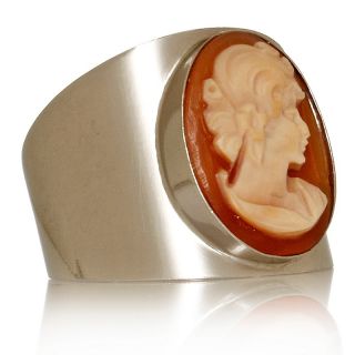  16mm cornelian cameo wide band sterling silver ring rating 2 $ 199