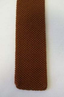  JC Penney Vintage Rust Knit Skinny Neck Tie 2"