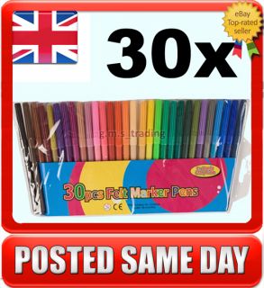 30 x Colouring Felt Tip Pens Assorted Set Pack Art Big