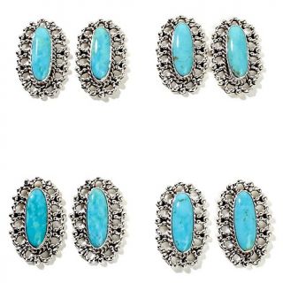 Jewelry Earrings Stud Chaco Canyon SW Elongate Oval Turquoise