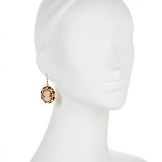 Amedeo NYC Cornelian Shell Crystal Art Deco Black Enamel Earrings at