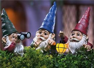 Adorable 3 PC Set Gnomes with Lantern Yard Garden Stakes