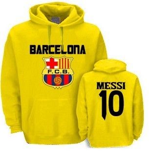 Barcelona Messi 10 Soccer Jersey Yellow Hoodie Sweatshirt
