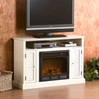 Antebellum Antique White Media Console w/ Electric Fireplace