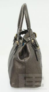 Fendi Selleria Bronze Pebbled Leather Grand Borghese Handbag