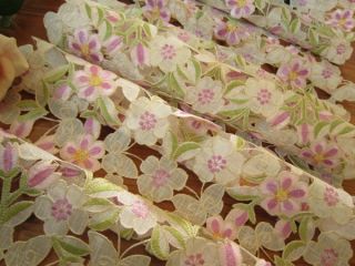 Stunning Violets Embroidered Long Table Runner 38x208cm