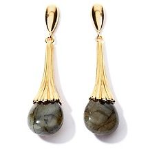 Bellezza Milada Hexagonal Gemstone Yellow Bronze Drop Earrings at