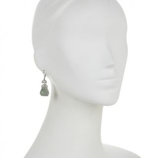 Jade of Yesteryear Jade and CZ Sterling Silver Buddha Earrings at
