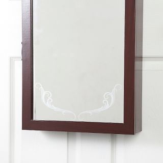 Over the Door Mirrored Hanging Jewelry Armoire with Etched Scroll at
