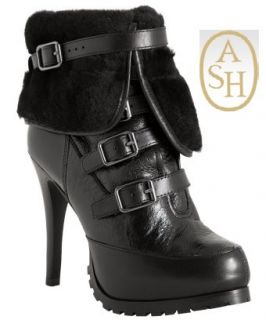 YKH Ash Enigma High Heels and Platform Boots with Rabbit Fur Black 37
