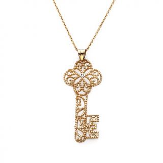 215 924 14k gold diamond accented key pendant with 18 chain rating be