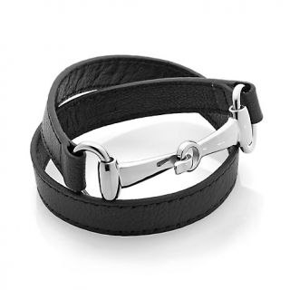 231 891 stately steel black leather horsebit wrap bracelet rating be