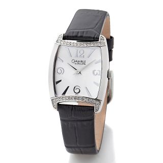 239 659 caravelle bulova ladies crystal accented black leather strap