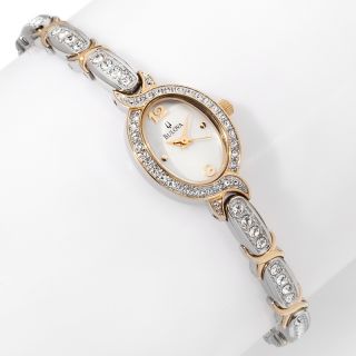 184 242 bulova bulova ladies two tone oval case crystal bracelet watch