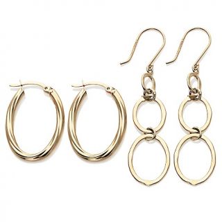 221 763 technibond set of 2 hammered drop and twisted hoop earrings