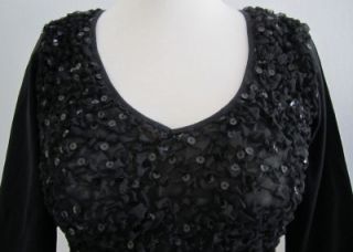 Anthropologie Ann Ferriday Black Sequin Crinkled Stretch Top Shirt One