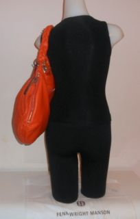 Fenn Wright Manson Handbag Orange Leather XL Round Hobo Tote Boho