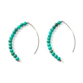 219 660 stately steel beaded gemstone curved linear drop earrings