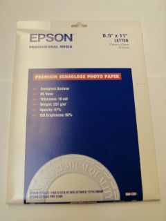 Epson Premium Photo Paper 20 Sheets Semigloss 8 5 x 11 10mil S041331