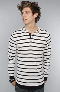 All Day The Henley Hoody in White Black Stripe
