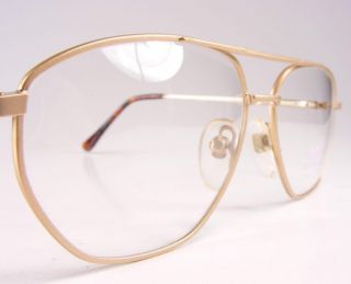 1980s Gold Vtg Euro Navigator Eyeglass Frame Mens Double Bridge Large