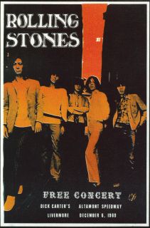 ROLLING STONES 1969 ALTAMONT SPEEDWAY CONCERT POSTER POST CARD from
