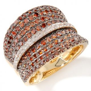 Red and White Diamond 10K Gold Band Ring   1.5ct
