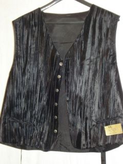 Mens Falcone Black Velvet 6 Button Suit Tuxedo Chuck Vest M XXL