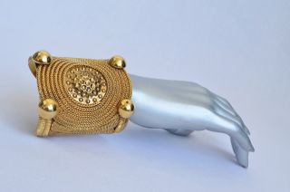 ERICKSON BEAMON Cuff Bracelet Large GOLD Hammered Chain Jewelry