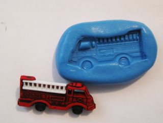 Fire Truck Silicone Push Mold Polymer Clay Resin Miniature Plaster