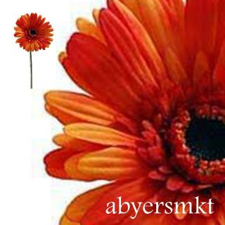 25 in ORANGE Gerbera Daisy Silk Flowers, Artificial Plants, Wedding
