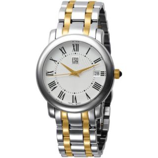 Esq by Movado Two Tone Stainless Steel Filmore Mens Watch Silver Dial
