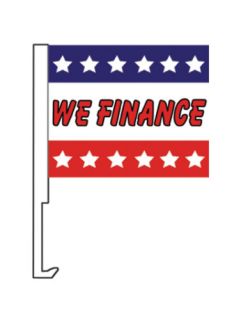 We Finance USA Dealer Window Car Flag Pole Pair 2 N