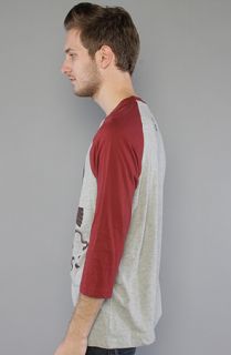 RVCA The Wandering Eye 34 Sleeve Shirt in Red Grease and Athletic