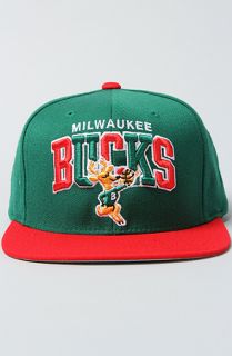 The Milwaukee Bucks Arch Tri Pop 2T Snapback Cap in Green & Red
