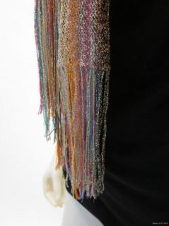 ETRO Multi Color Metallic Striped Crocheted Knit Scarf