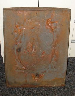 Antique Iron Fireplace Cover Screen Figural Cherubs WOW