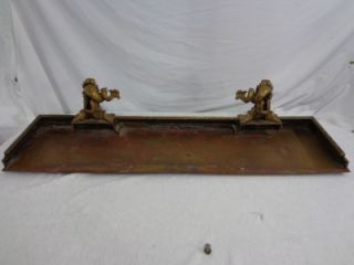 Vtg Antique Brass Fireplace Hearth Fender Dolphins Sea Serpent Coy
