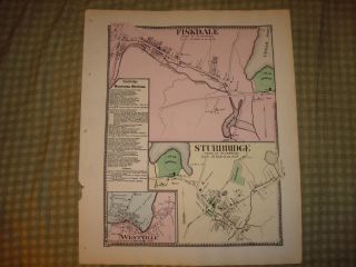 Fiskdale Sturbridge Massachusetts Antique Handclr Map N
