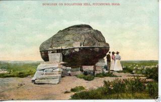 Fitchburg Mass MT Rollstone Huge Rock Boulder Postcard