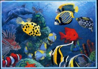 NIP 1996 Dimensions Crewel Kit Fish Haven by James Himsworth 7x5