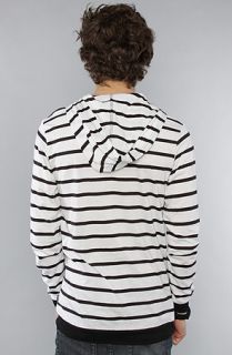 All Day The Henley Hoody in White Black Stripe