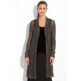 NWT EILEEN FISHER $298 Variegated Links Sparkle Long Straight Cardigan