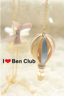 Fashion crystal enamel fire balloon pendant necklace long chain