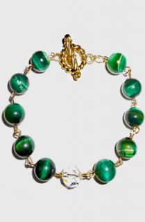 Custom Crystalz The Green Tiger Eye Gold Bracelet with 10MM Swarovski