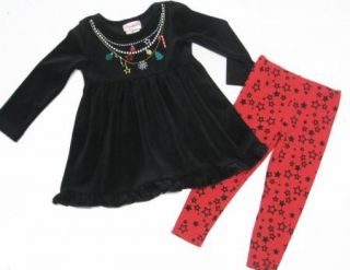 Flapdoodles Christmas Outfit Tunic Dress Leggings Set 2T Holiday Girls