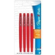 Paper Mate Flair Felt Tip Pens Medium Tip 4 Pack Red Ink Brand New