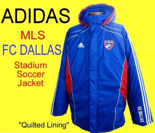 Mens $120 ADIDAS MLS Soccer FC DALLAS Stadium JACKET Warm Winter COAT